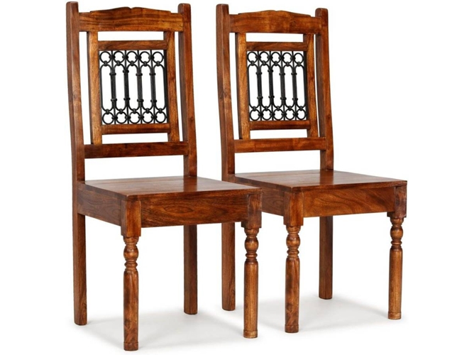 Vidaxl 2x Madera maciza sillas comedor sheesham mobiliario asientos banquetas conjunto 2 de 245644 comerdor