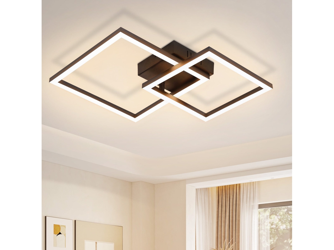 Lámpara de techo LED cuadrada negra para sala de estar, 20 W, inclinada, 3000 K. Lámpara de techo ZMH para pasillo.