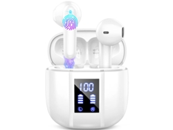 Auriculares inalámbricos Bluetooth 5.3 JIAPEI con controladores estéreo de 14,2 mm, 4 micrófonos y clasificación de resistencia al agua IP7 (blanco)