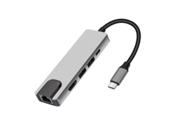 Hub USB C 5 en 1 Adaptador multipuerto Ethernet Base USB 3.1 Compatible con HDMI para dispositivos Macbook Pro/Air Chromebook Dell Xps Hp y DIGITALLAB