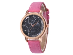 Reloj De Pulsera De Cuarzo Con Correa De Cuero, Estilo Moderno, Para Mujer Y Hombre (rosa)