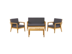 Conjunto de jardín 4 plazas con mesa de madera de acacia clara/gris oscuro BELIANI Pallano