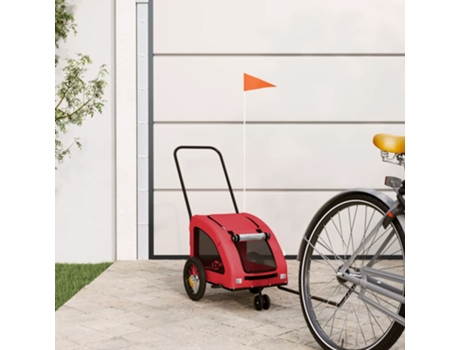 Remolque De Bicicleta Para Mascotas VIDAXL Rojo Hierro