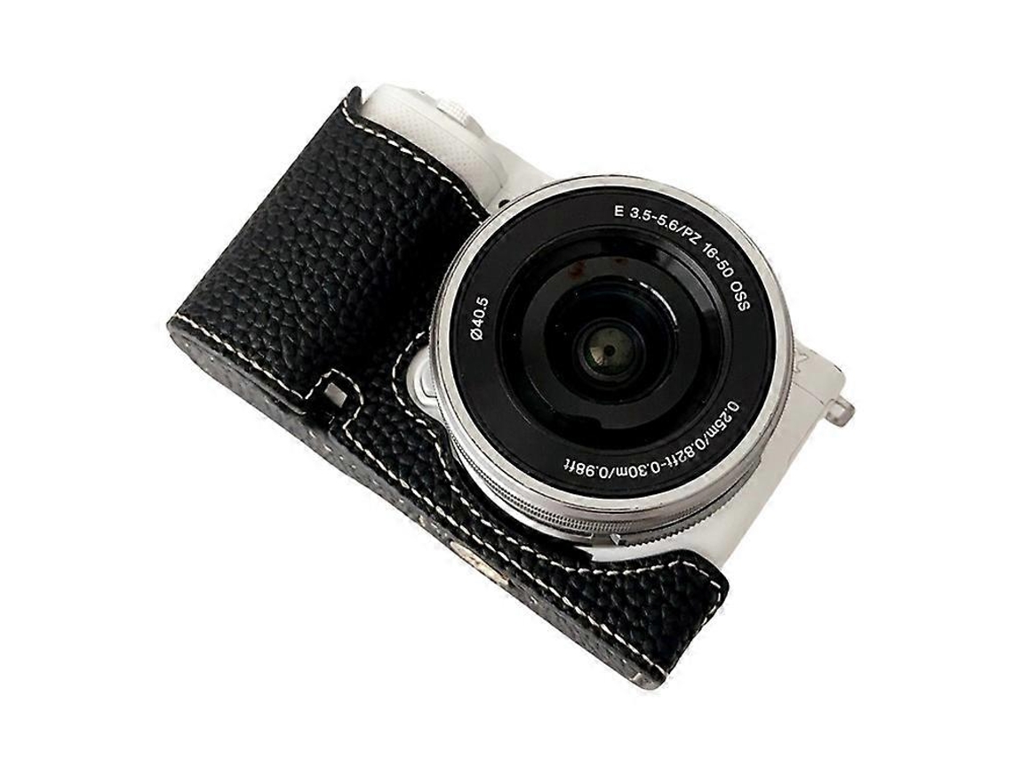 Bolsa de cuero con textura de lichi para cámara Sony ZV E10 con ranura para batería Facpoet