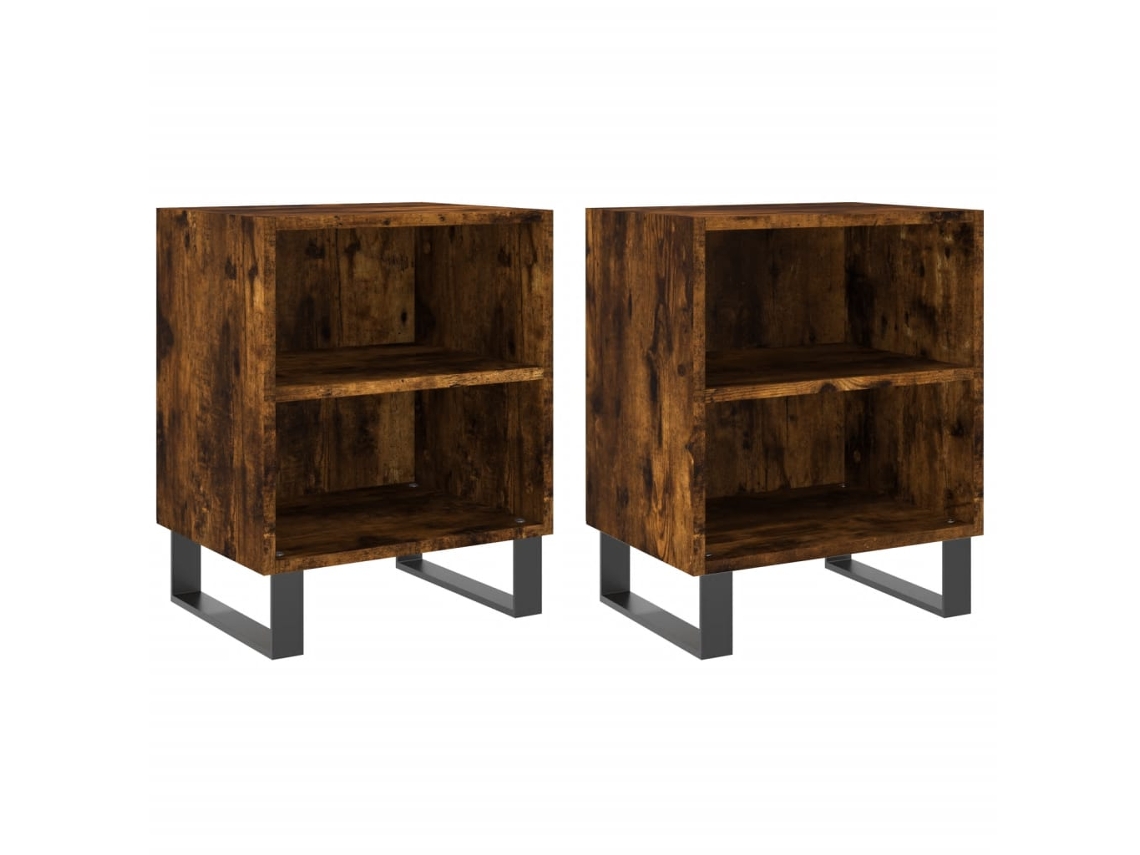 Maison Exclusive - Mesitas De Noche 2 Uds Madera Ingeniería Roble Humo 40x30x50 Cm