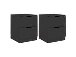 Maison Exclusive - Mesitas De Noche 2 Uds Madera De Ingeniería Negro 40x40x50 Cm