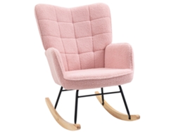 Silla Mecedora De Borreguito Sillón Balancín Oscilante 40° Con Patas De Madera De Haya Carga 120 Kg 71x98x101 Cm Rosa