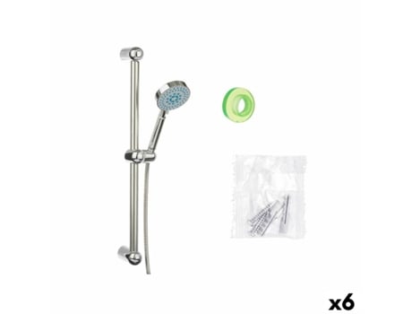 Ducha BERILO Alcachofa de con Manguera con Soporte Plateado Metal (6 Unidades)
