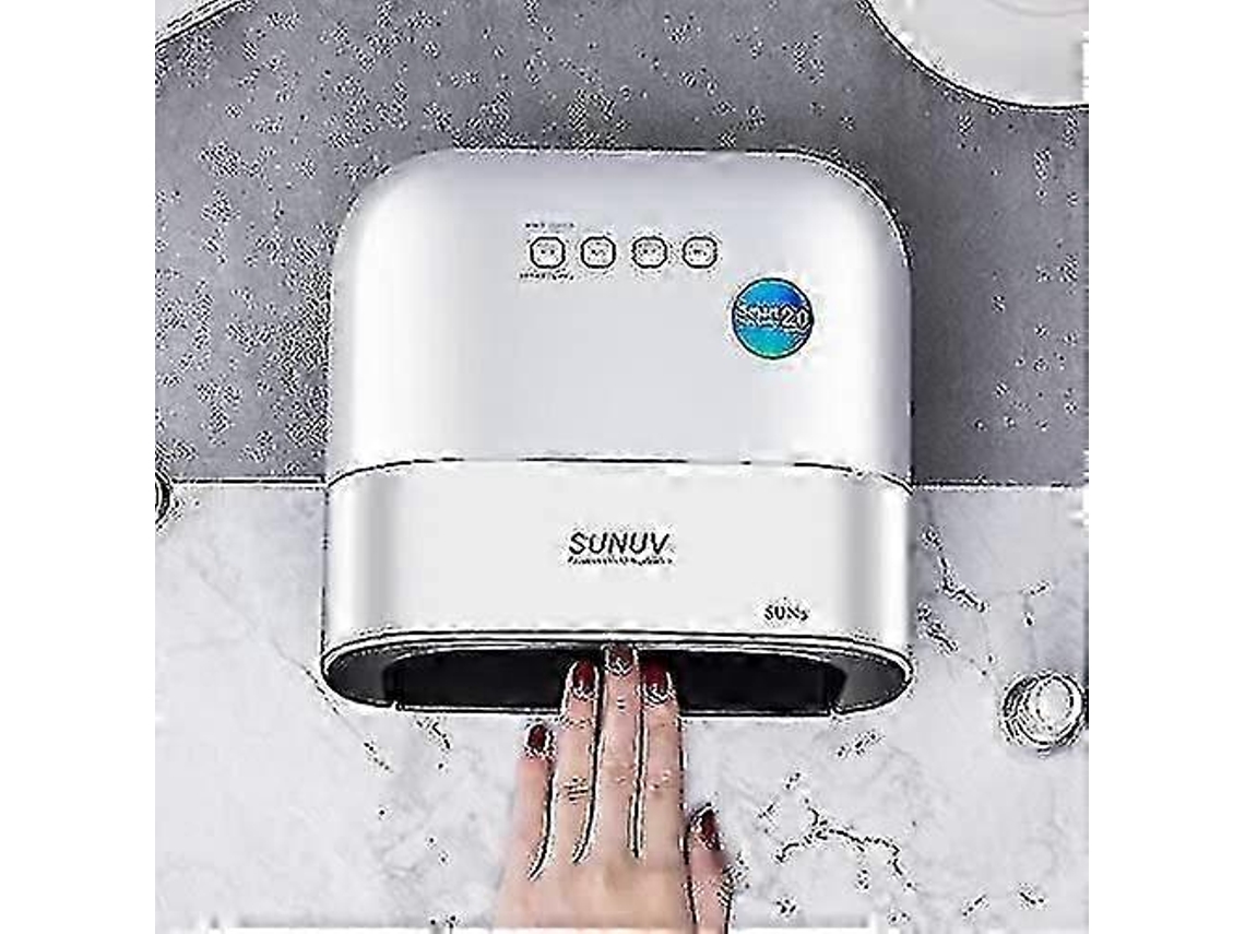 Lámpara secadora de uñas LED profesional SUNUV de 48 W con sensor automático y pantalla LCD para uso doméstico y en bicicletas eléctricas.