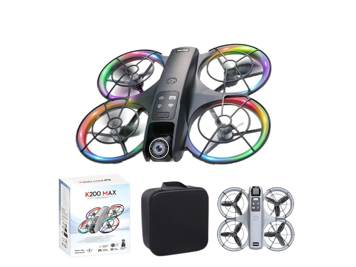 Mini Dron K200 Max 4k Profesional Hd Con Cámara Dual Fpv Y Control De Pantalla De 4,5 Pulgadas 3 Baterías Negro