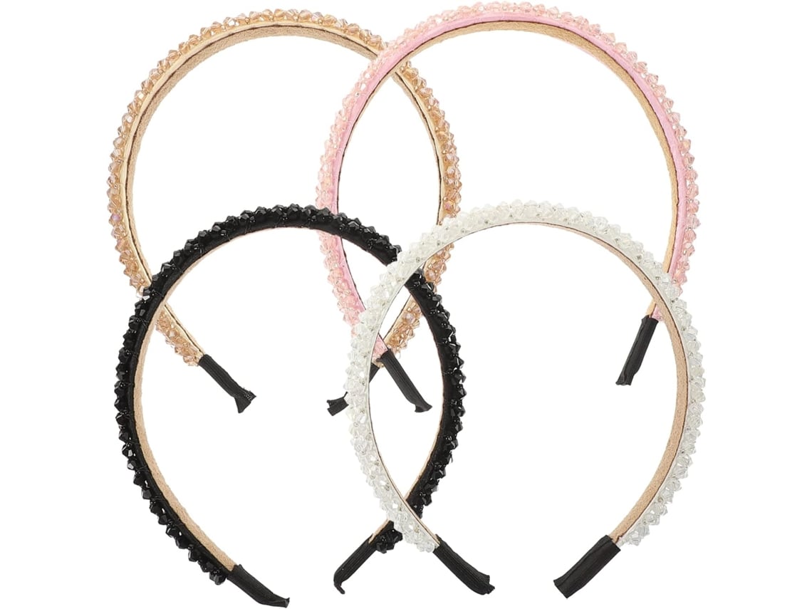 Juego de 4 diademas anchas con cuentas para mujer, diademas con pedrería, artículos y accesorios para fiestas.