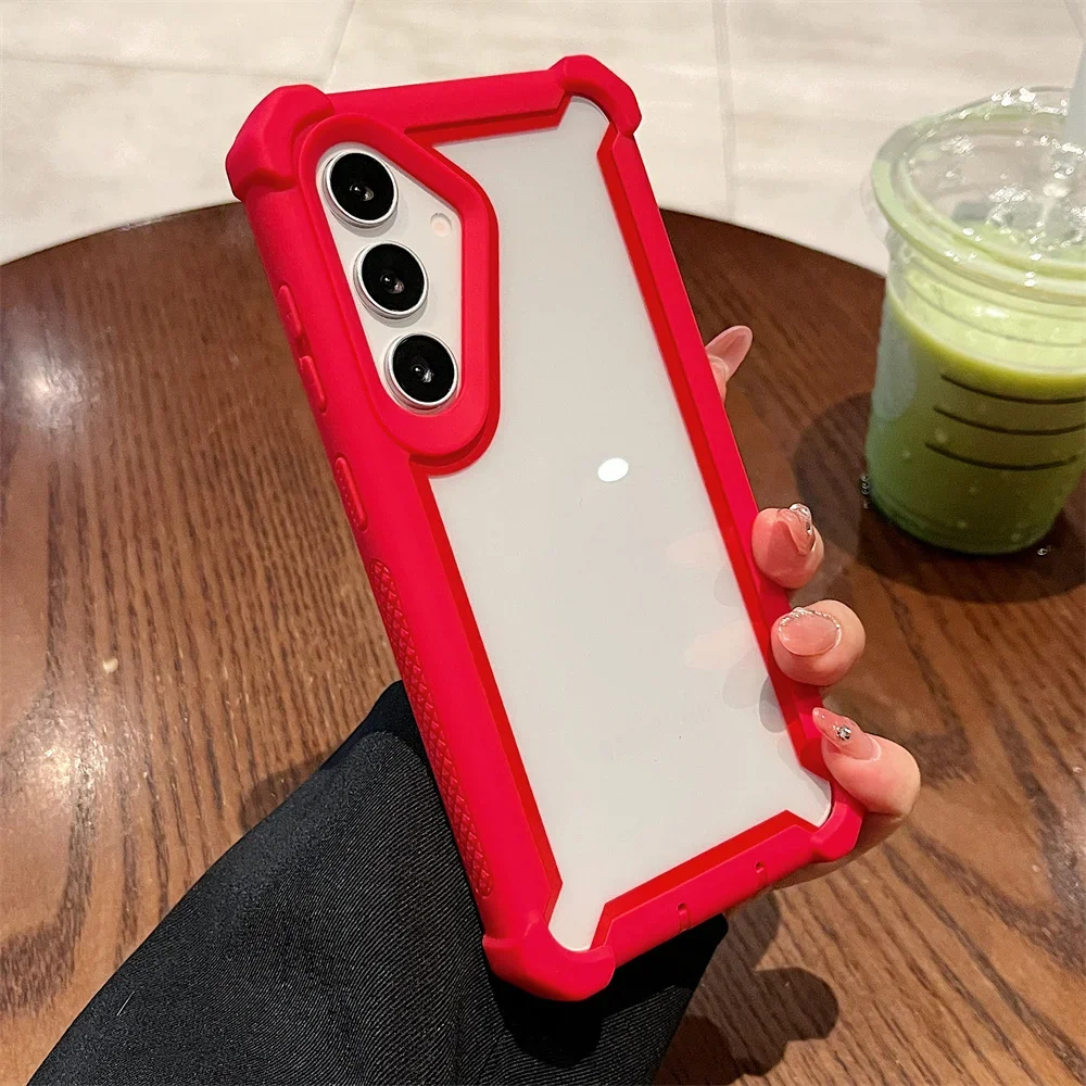 (samsung A36, Rojo) Funda De Lujo Transparente De Doble Capa Reforzada Para Teléfono Samsung