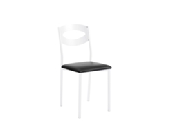 Cadeira de Cozinha Branca Olga 38x86x47cm Couro Preto FANMUEBLES