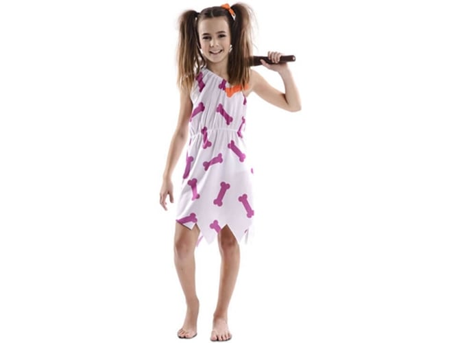Disfraz de Niña DISFRAZZES Cavernícola Blanco (Talla: 10 a 12 años)