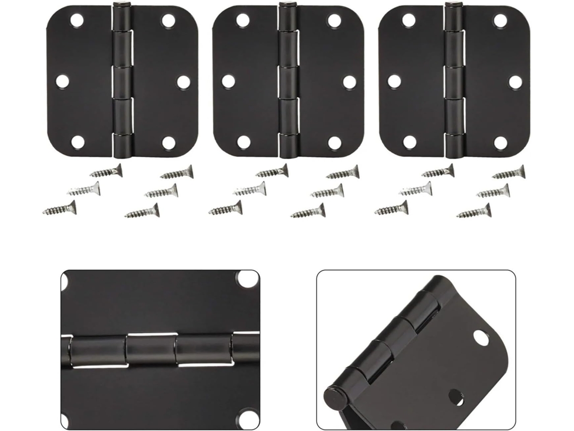 Charnière De Porte D'intérieur En Fer Plat 4 Pouces, Plastique Noir Mat, Coin Arrondi, Et Fenêtre