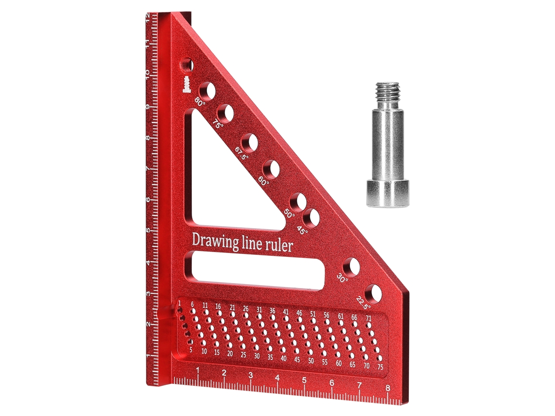 Regla de medición multifuncional de aluminio para madera y bricolaje, regla triangular con múltiples ángulos para ingenieros y carpinteros.