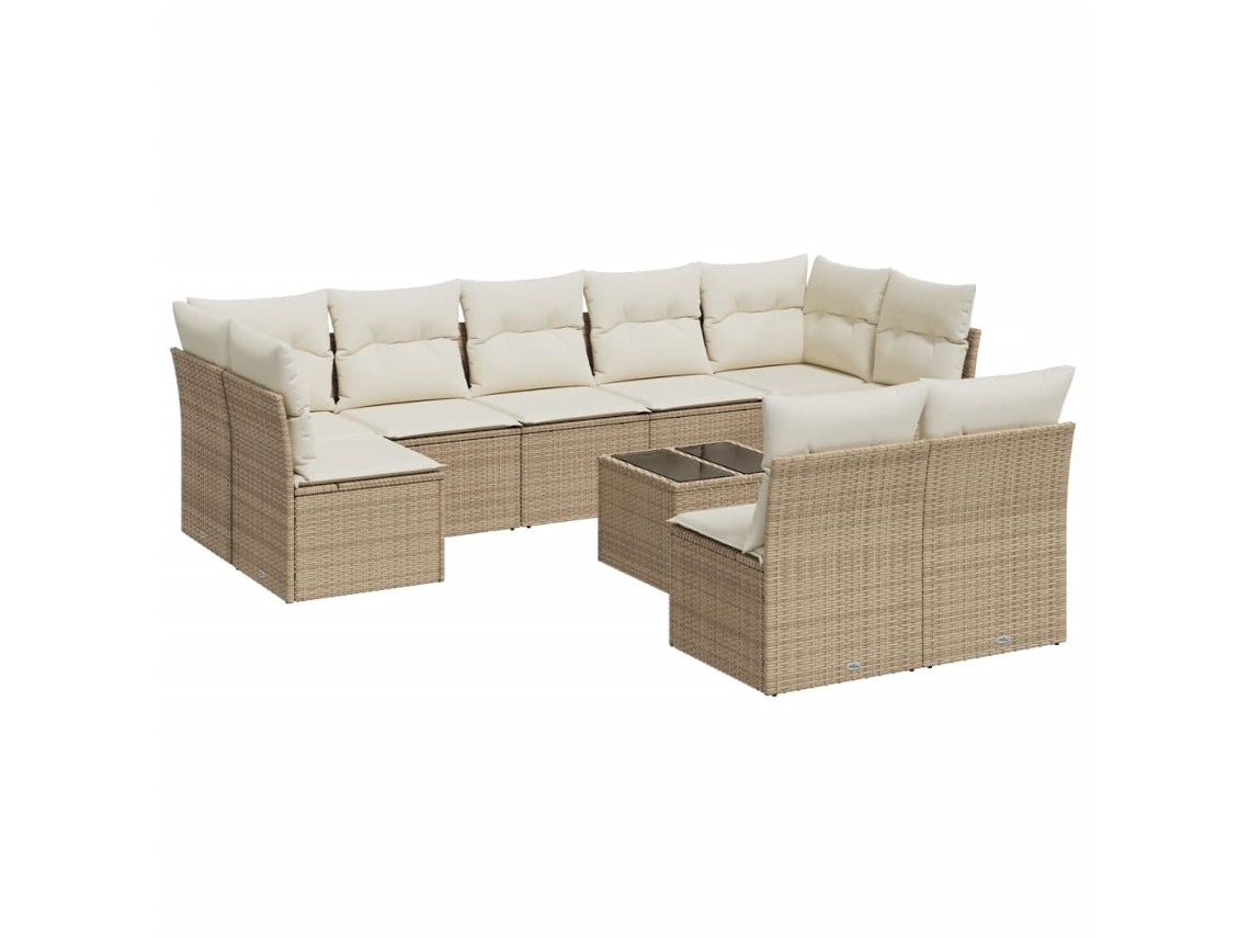 Maison Exclusive - Juego De Sofás Jardín Con Cojines Beige 10 Pzas Ratán Sintético