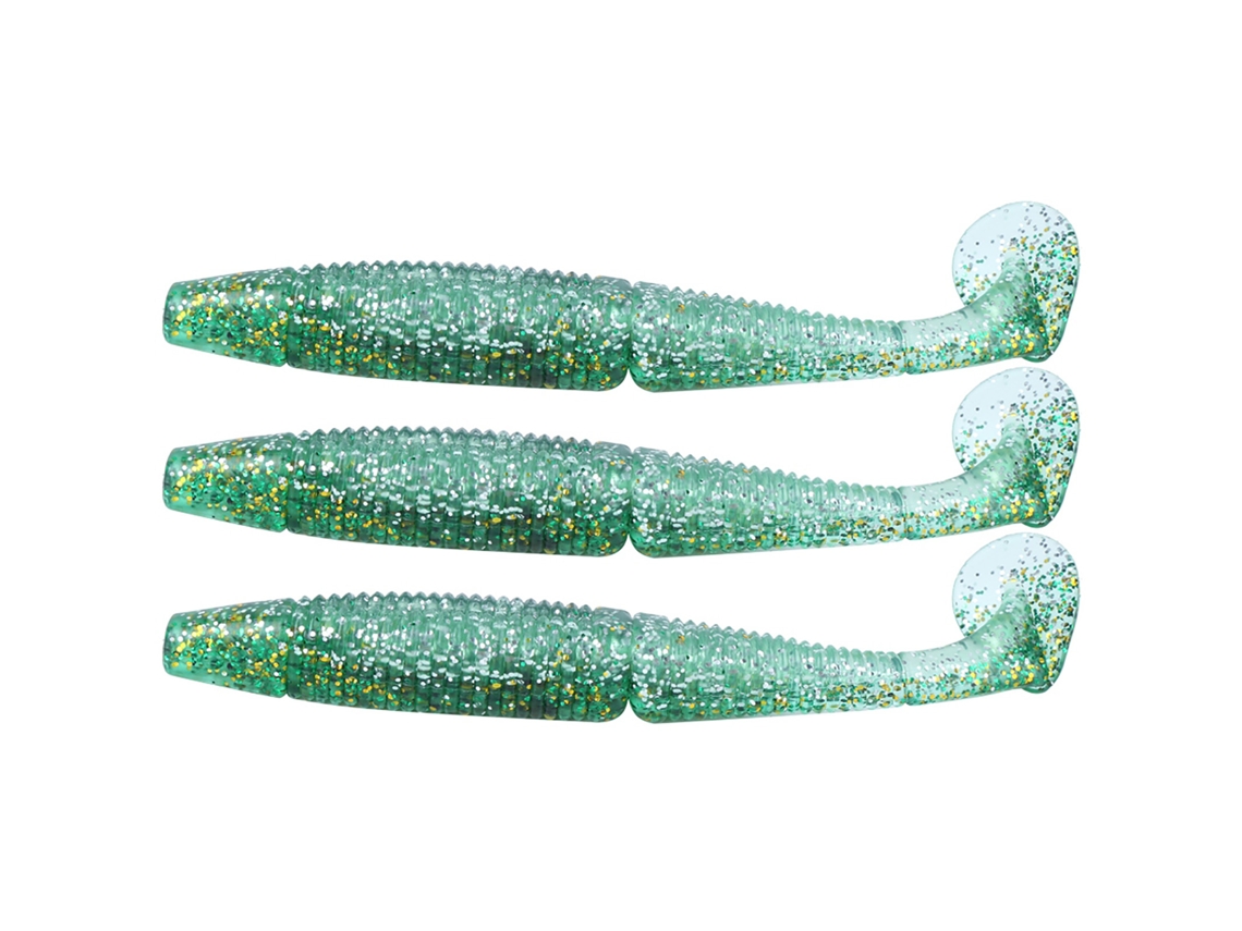 Ar50 3pcs Señuelo Artificial Gusano Blando Cola En T 120mm 10.5g Señuelo De Pesca Verde Plata