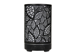 Difusor De Aroma Ultrasónico (veta De Madera Oscura) Con Luz Led Y Aspas De Hierro Huecas, Humidificador De Escritorio.