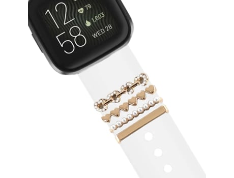 Correa Fitbit Versa 2 Pulsera con Adorno Corazones Blanco