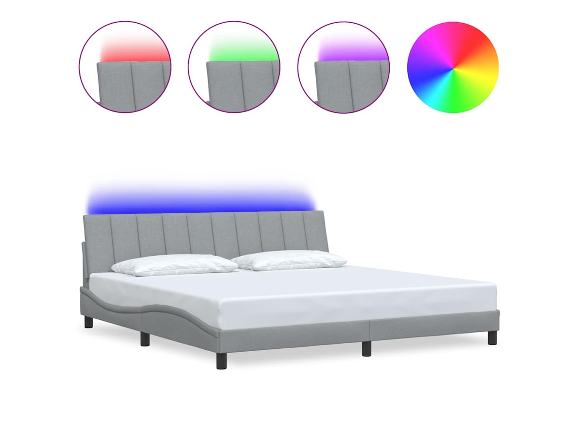 Estructura De Cama VIDAXL Gris Tela (200 x 200 cm)