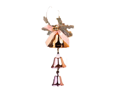 Adorno de Navidad ZMDECQNA Colgadores Puerta Cascabel Campana Colgante Cinta Rosa (24x16x9cm)
