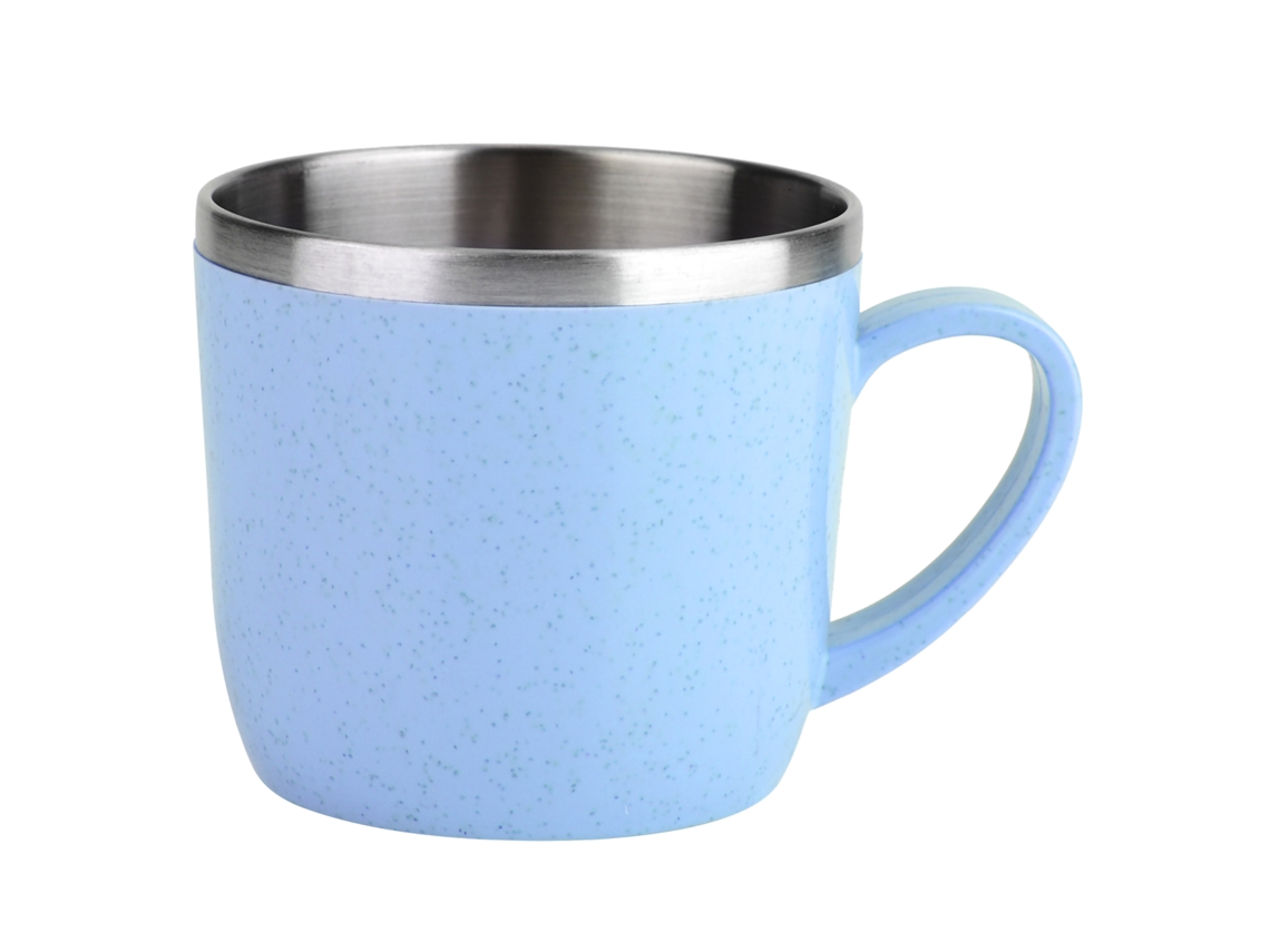 Vaso de acero inoxidable con pajita para agua, café, zumo y leche (azul)