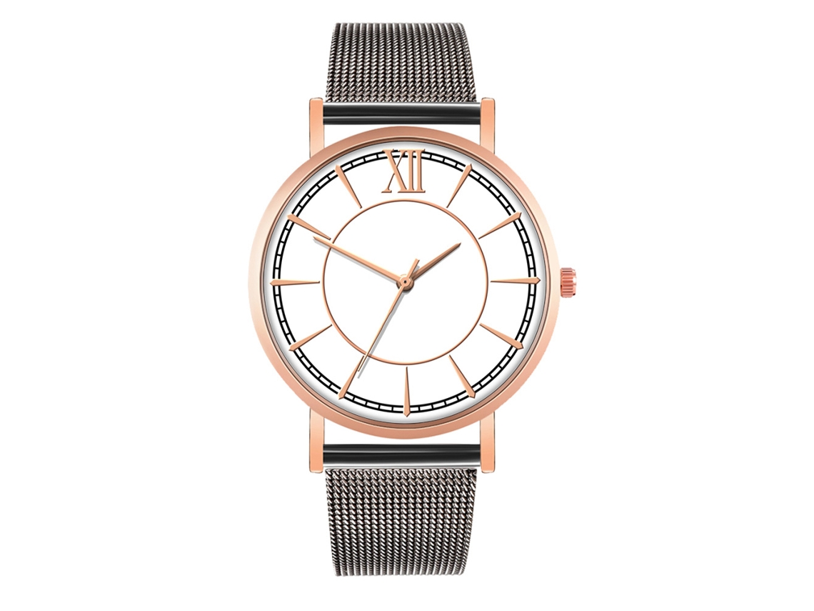 Reloj De Moda Para Parejas Hombre Mujer Correa De Malla Dial Redondo Cuarzo (12)
