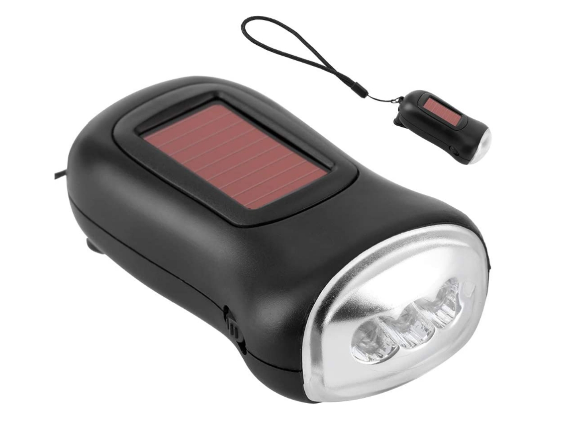 Linterna Solar, Luz De Antorcha De Manivela Recargable Para Acampar, Vida Al Aire Libre, Iluminación De Emergencia Del Automóvil (negro)
