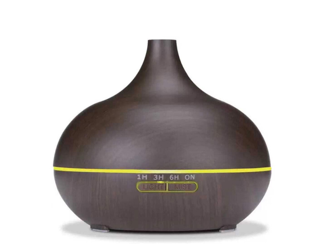 Difusor De Aromas Con Acabado Imitación Madera, Humidificador Ultrasónico Silencioso Con Luz Y Mando A Distancia (ue)