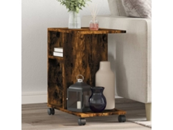 Mesa auxiliar | Mesa de comedor con ruedas fabricada en madera de roble ahumado