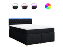 Maison Exclusive - Cama Box Spring Con Colchón Tela Negro 160x200 Cm