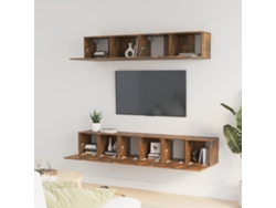 Pack Muebles de Armario Tv 5 Pzs Madera Procesada Roble Ahumado