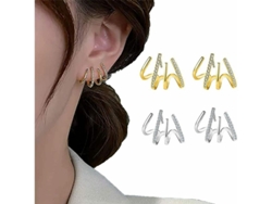 2026-aretes De Aro Con Piedras Brillantes Claw Geométricos De Plata S925 Para Mujer Joyería Regalo