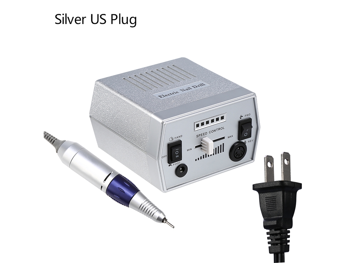 Máquina De Perforación De Uñas Artística Pen Electrico Kit De Manicura Pedicura Accesorios Plateado