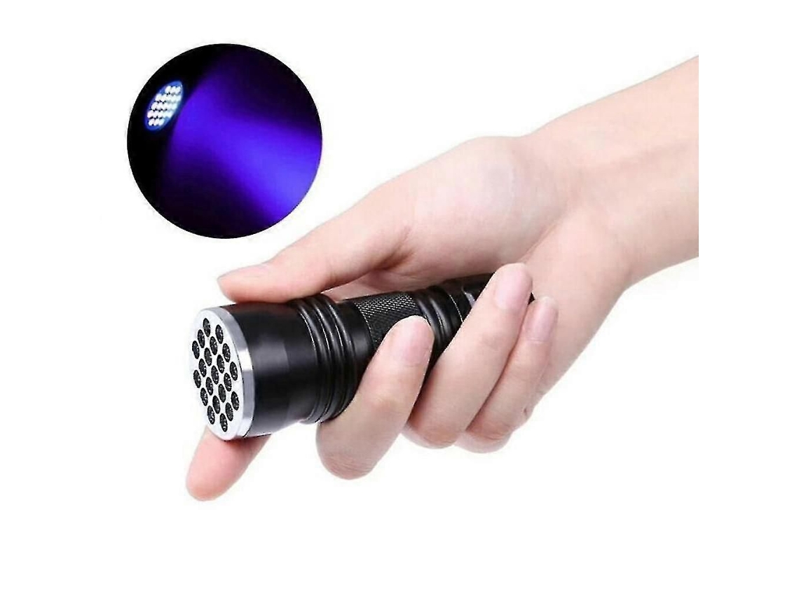 Linterna LED UV Bla Light con bombilla violeta y 21 LEDs. Clase de eficiencia energética: A. Amplia área de iluminación. Marca: GOKOCO