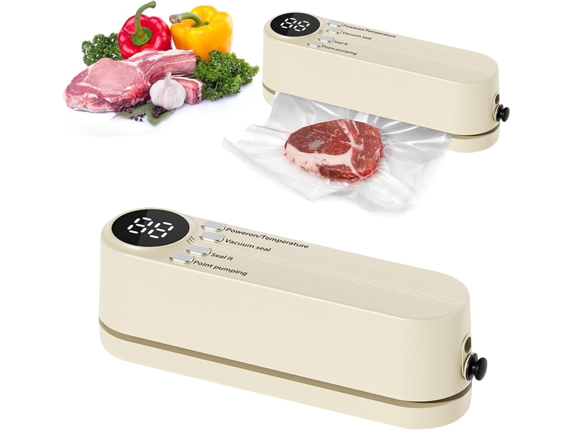 Selladora al vacío para alimentos, mini selladora inalámbrica recargable 3 en 1 Dureforward (beige)