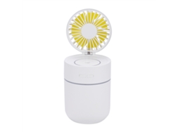 Mini ventilador USB con luz nocturna, color blanco.
