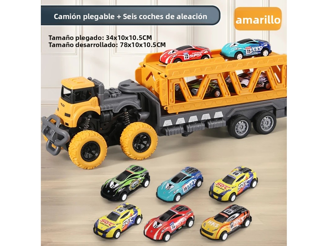 Camión de juguete grande con contenedor, plegable y transformable Mdug (amarillo)
