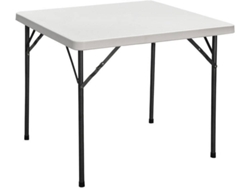 Mesa de catering plegable cuadrada portátil | Color blanco de 88 cm de lado | Mesa Multiusos
