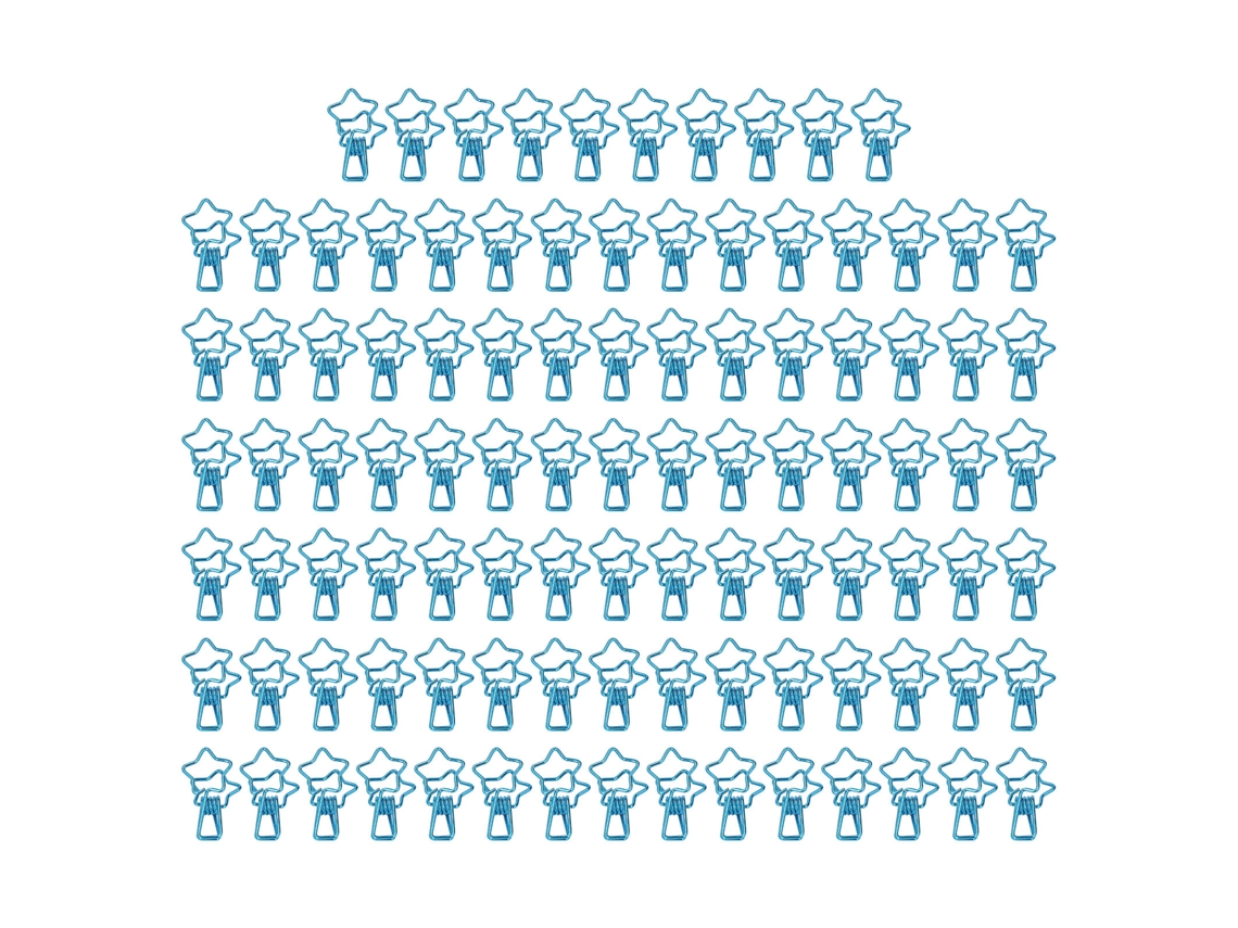 100 Pinzas De Carpeta Estrella Para Estudiantes Metal Fuertes Clip De Papel Azul