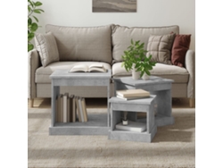 Mesas de café  Mesa auxiliar de 3 piezas de madera, gris cemento Wsd334049 Lovely Home