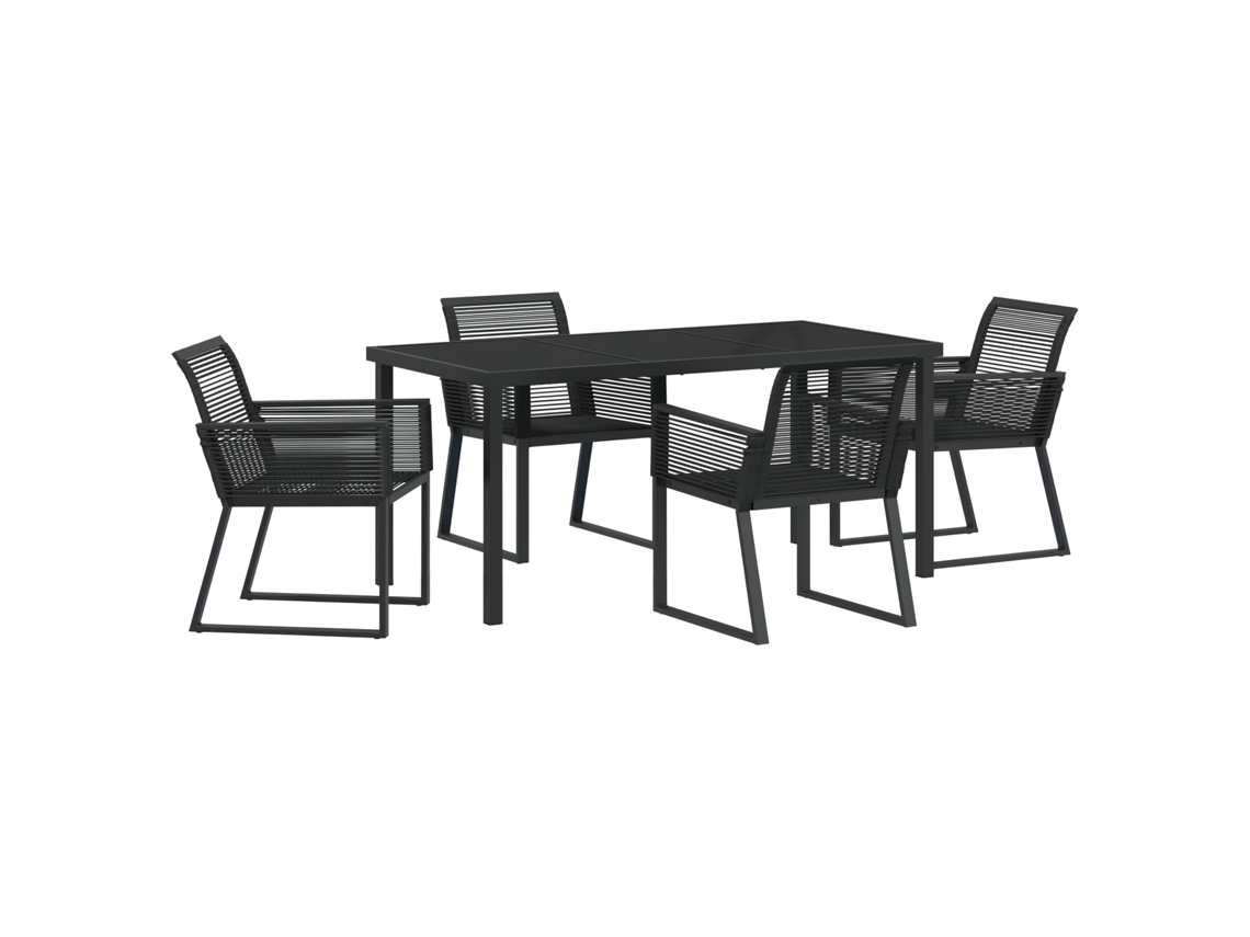 Juego de comedor VidaXL de 5 piezas en ratán y poliéster negro