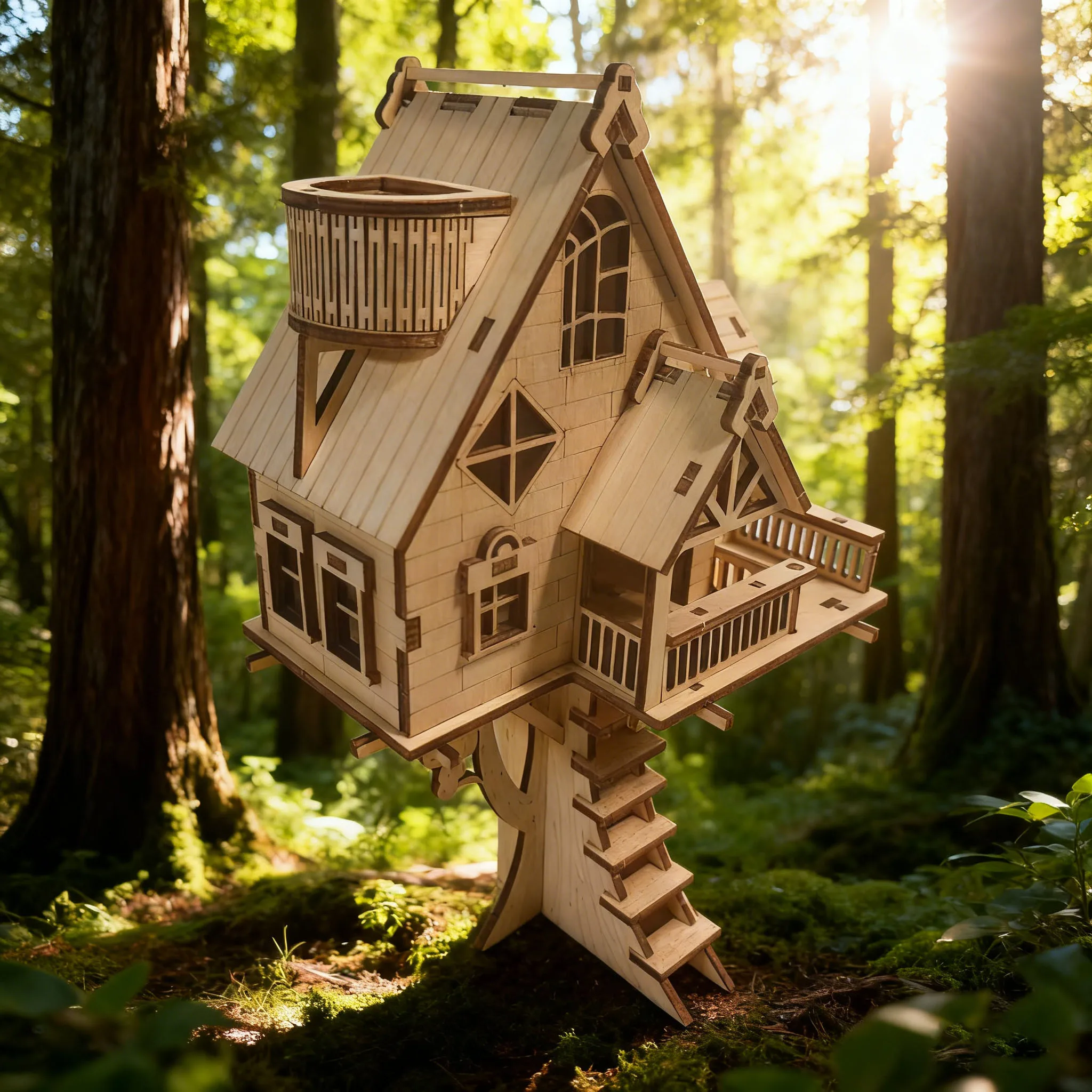 Kit De Construcción De Casa En El Árbol De Madera, Bloques De Construcción De Madera