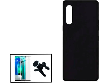 Kit Protector de Cristal Templado 5D Full Cover, Funda Silicona Liquida y Soporte Magnético de Coche Reforzado LG Velvet 5G PHONECARE Negro