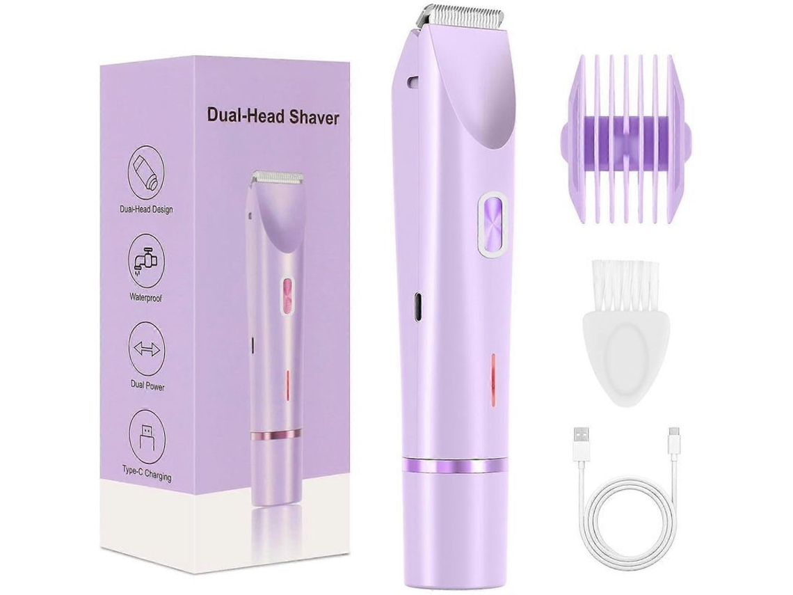 Recortadora De Pelo De Doble Cabezal Para Mujer, Recortadora Eléctrica Para La Zona Del Bikini, Depilación En Seco Y Húmedo.