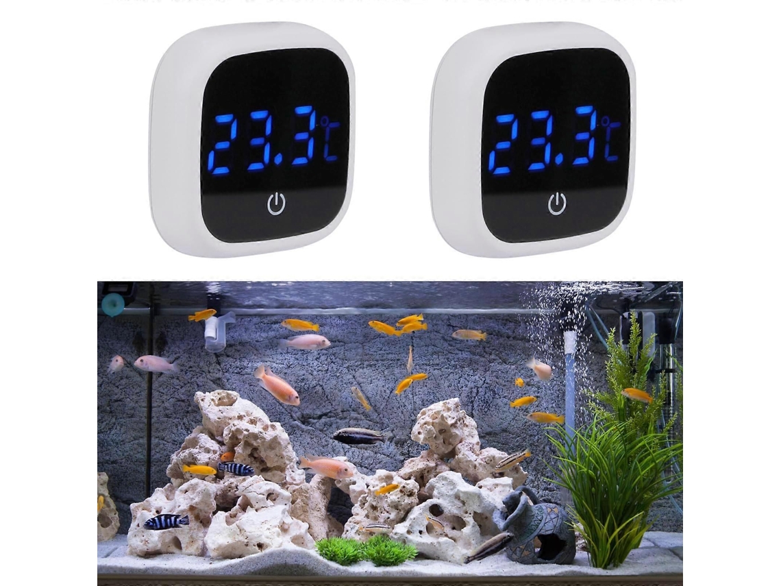 Termómetro digital adhesivo para acuario, pecera, con botón táctil, GOKOCO (paquete de 2)