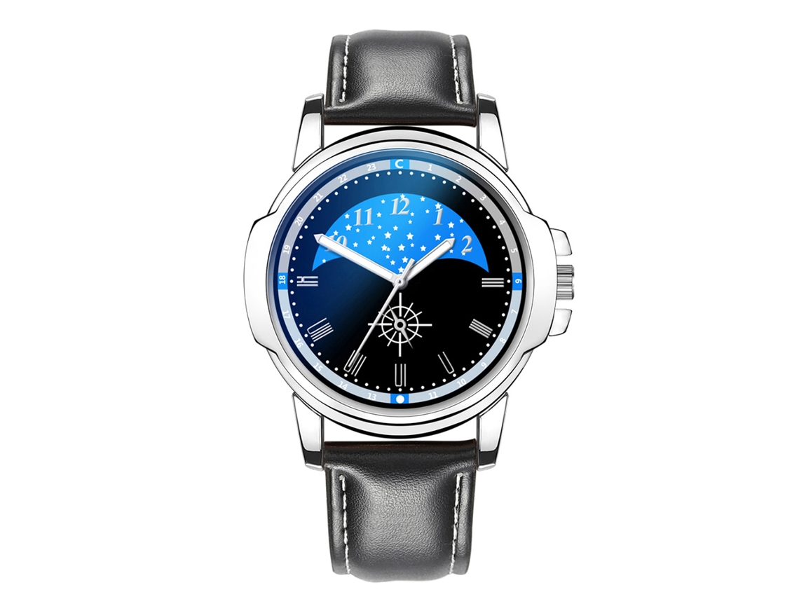 Reloj De Negocios Clásico De Cuarzo Para Hombre Con Correa De Cuero (correa Oscura Y Esfera Negra).