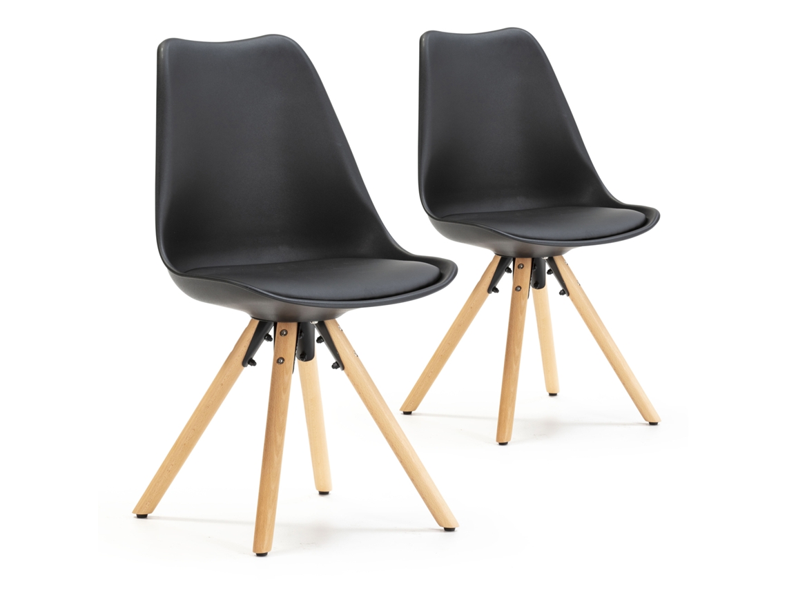Conjunto de 2 Cadeiras Jeff Preto 54 X 49 X 84 Cm VS VENTA-STOCK