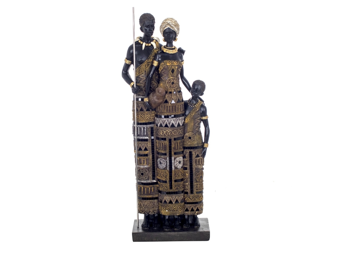 Figura de Africana Negro de Resina 59*11*21cm